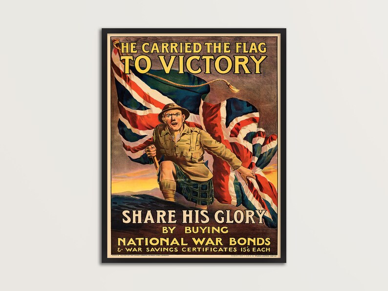 He Carried the Flag to Victory, Vintage Propaganda Poster, Wall Art Print, Wall Decor, Home Decor, Digital Download, Printable Art image 6