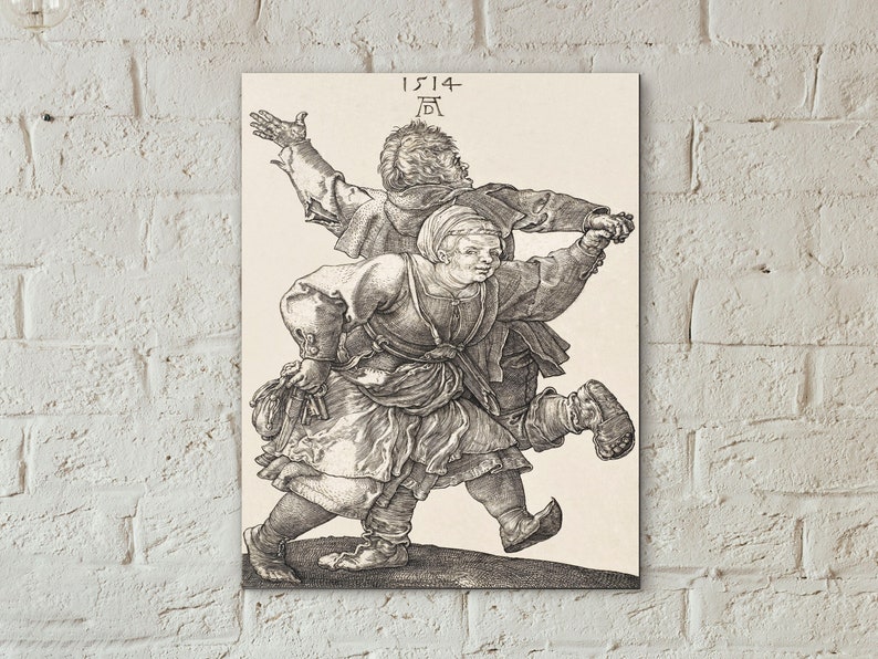 Peasant Couple Dancing 1514 by Albrecht Durer, Vintage Painting, Classic Art Print, Wall Decor, Digital Download, Printable Art image 5