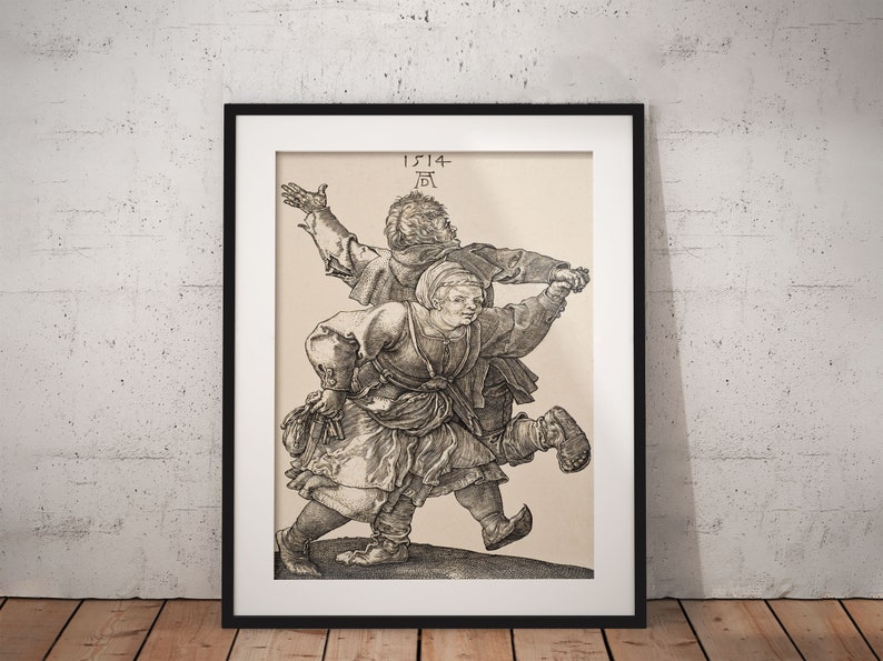 Peasant Couple Dancing 1514 by Albrecht Durer, Vintage Painting, Classic Art Print, Wall Decor, Digital Download, Printable Art image 4