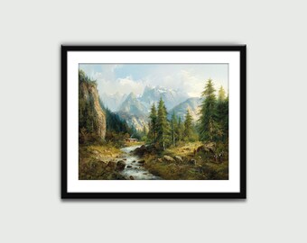 Mountain Landscape with Figures, Landscape Prints, Wall Art Print, Wall Decor, Home Decor, Digital Download, Printable Art