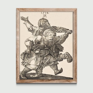 Peasant Couple Dancing 1514 by Albrecht Durer, Vintage Painting, Classic Art Print, Wall Decor, Digital Download, Printable Art image 1