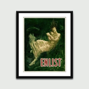 World War I Propaganda Enlist, Vintage Propaganda Poster, Wall Art Print, Wall Decor, Home Decor, Digital Download, Printable Art