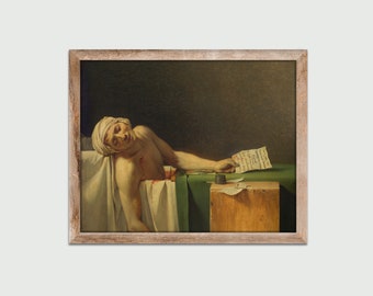 Śmierć Marata (1793) autorstwa Jacques Louis David (2), obraz w stylu vintage, klasyczny wydruk artystyczny, dekoracja ścienna, pobieranie cyfrowe, sztuka do druku