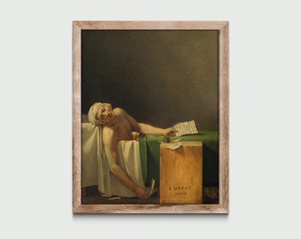 Śmierć Marata (1793) autorstwa Jacques Louis David (1), Obraz w stylu vintage, Klasyczny wydruk artystyczny, Dekoracja ścienna, Pobieranie cyfrowe, Sztuka do druku