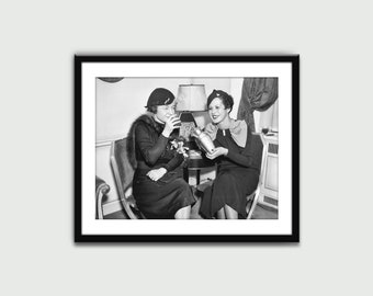 Women Drinking Cocktails Photo, Vintage Print, Wall Art Print, Wall Decor, Home Decor, Digital Download, Printable Art