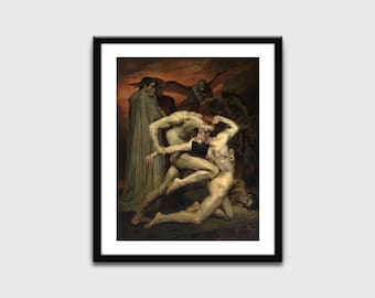 Dante and Virgil in Hell by William Bouguereau, Vintage Painting, Wall Art Print, Wall Decor, Home Decor, Digital Download, Printable Art