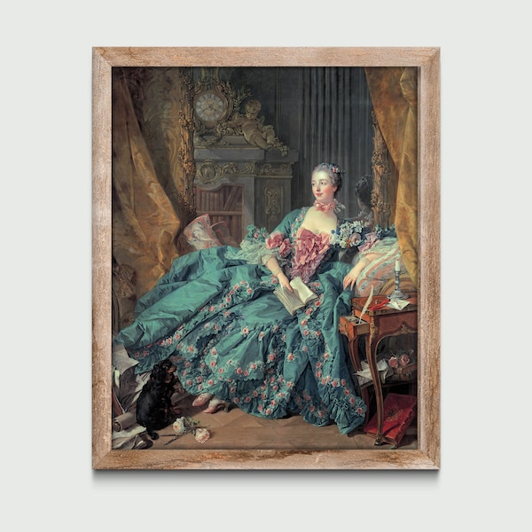 Madame de Pompadour (1756) von Francois Boucher, Vintage Gemälde, klassische Kunstdruck, Wand-Dekor, digitaler Download, druckbare Kunst