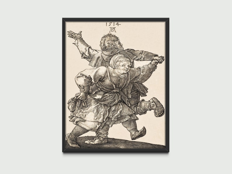 Peasant Couple Dancing 1514 by Albrecht Durer, Vintage Painting, Classic Art Print, Wall Decor, Digital Download, Printable Art image 6