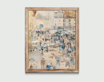Market Place Dieppe (1885) by James McNeill Whistler, Vintage Painting, Classic Art Print, Wall Decor, Digital Download, Printable Art