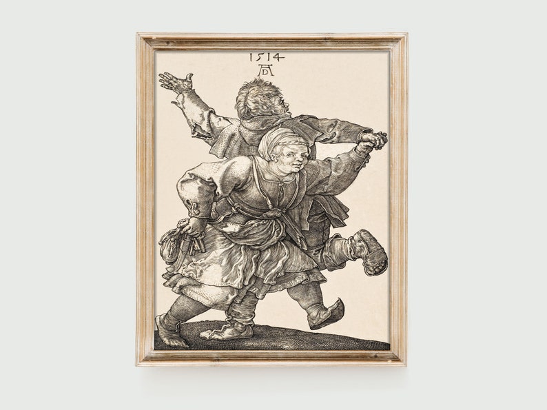 Peasant Couple Dancing 1514 by Albrecht Durer, Vintage Painting, Classic Art Print, Wall Decor, Digital Download, Printable Art image 7