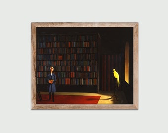 Biblioteca de Franz Sedlacek, pintura vintage, lámina clásica, decoración de pared, descarga digital, arte imprimible