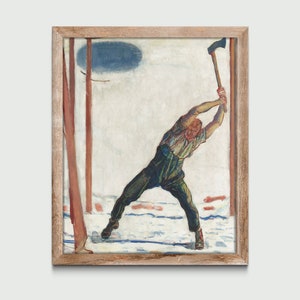 Holzfäller (1910) von Ferdinand Hodler, Vintage Malerei, klassischer Kunstdruck, Wanddekoration, digitaler Download, druckbare Kunst