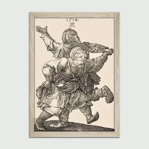 Peasant Couple Dancing 1514 by Albrecht Durer, Vintage Painting, Classic Art Print, Wall Decor, Digital Download, Printable Art image 2