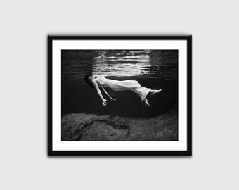 Woman Floating in Water, Vintage Print, Wall Art Print, Wall Decor, Home Decor, Digital Download, Printable Art
