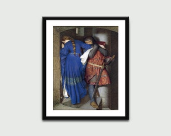 The Meeting on the Turret Stairs (1864), Vintage Painting, Wall Art Print, Wall Decor, Home Decor, Digital Download, Printable Art