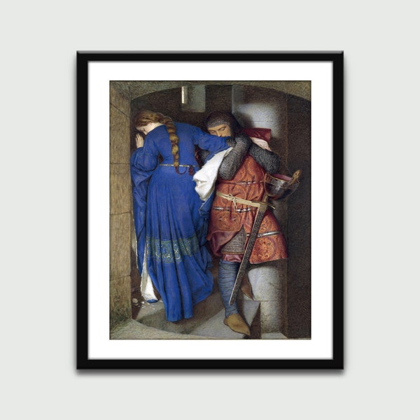 The Meeting on the Turret Stairs (1864), Vintage Painting, Wall Art Print, Wall Decor, Home Decor, Digital Download, Printable Art