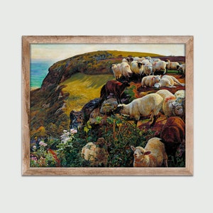 Our English Coasts Strayed Sheep by William Holman Hunt, Vintage Painting, Classic Art Print, Wall Decor, Digital Download, Printable Art