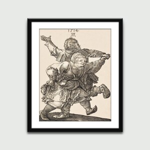 Peasant Couple Dancing 1514 by Albrecht Durer, Vintage Painting, Classic Art Print, Wall Decor, Digital Download, Printable Art image 3