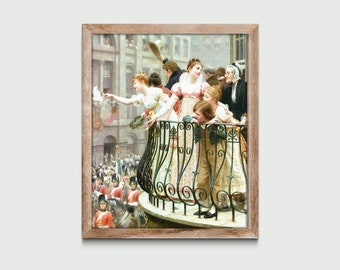 In 1816 (1895) door Edmund Blair Leighton, vintage schilderij, klassieke kunstafdruk, wanddecoratie, digitale download, afdrukbare kunst
