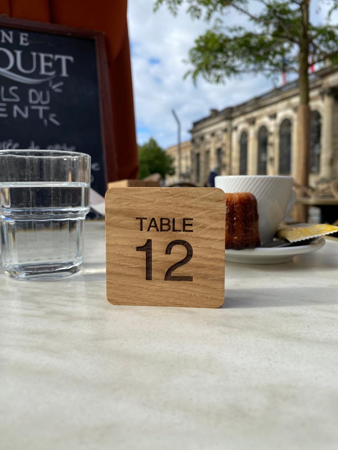 Totemic Numbers Personalized Oak Wood Table Number Totem - Custom Engraved Holder for ...