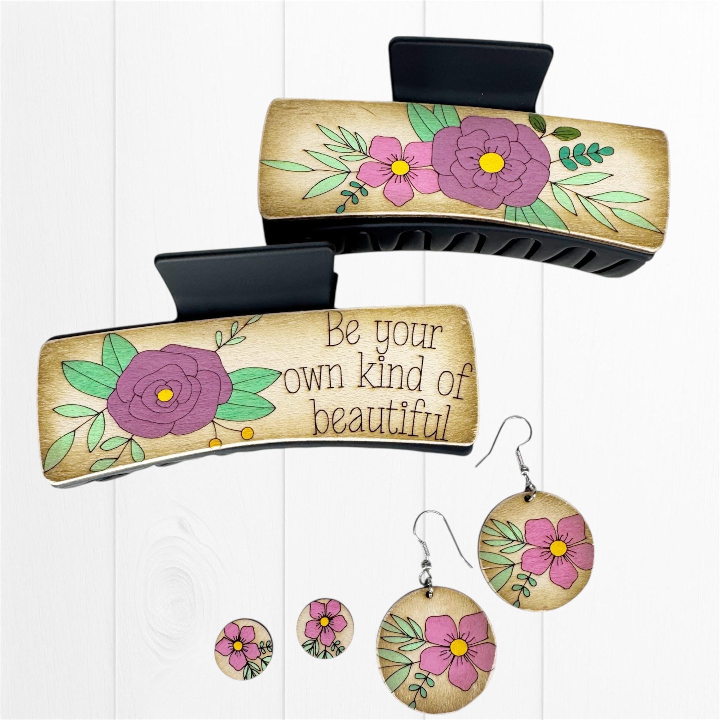 Flowers set design, Flowers hairclip file, Flowers set SVG, digital hairclip svg, claw clip design, digital laser cut file, earrings