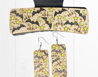Bats set design, Bats hairclip file, Bats set SVG, digital hairclip svg, claw clip design, digital laser cut file, earrings