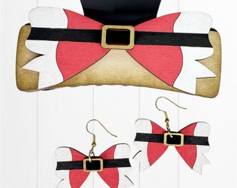 Santa set design, Santa hairclip file, Santa set SVG, digital hairclip svg, claw clip design, digital laser cut, earrings