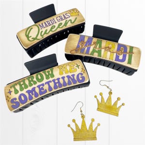 Mardi Gas set design, Mardi Gras hairclip file, Mardi Gras set SVG, digital hairclip svg, claw clip design, digital laser cut, earrings
