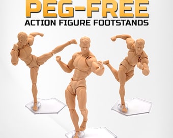 Voetsteunen voor actiefiguren (ontwerp zonder pinnetjes) - 9 stuks - transparant - ontwerp voor maximale stabiliteit - voor actiefiguren op schaal 1/12 en 1/10