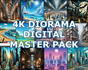 Fondos de diorama 4K: Fotografía de figuras de acción (Descarga digital)