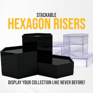 Action Figure Stands (Hexagon Risers) - Multi Pack - Interlocking Expandable Stands - 1/12 Scale - 3&quot;x3&quot;x1&quot; - Figures and Collectible Stands