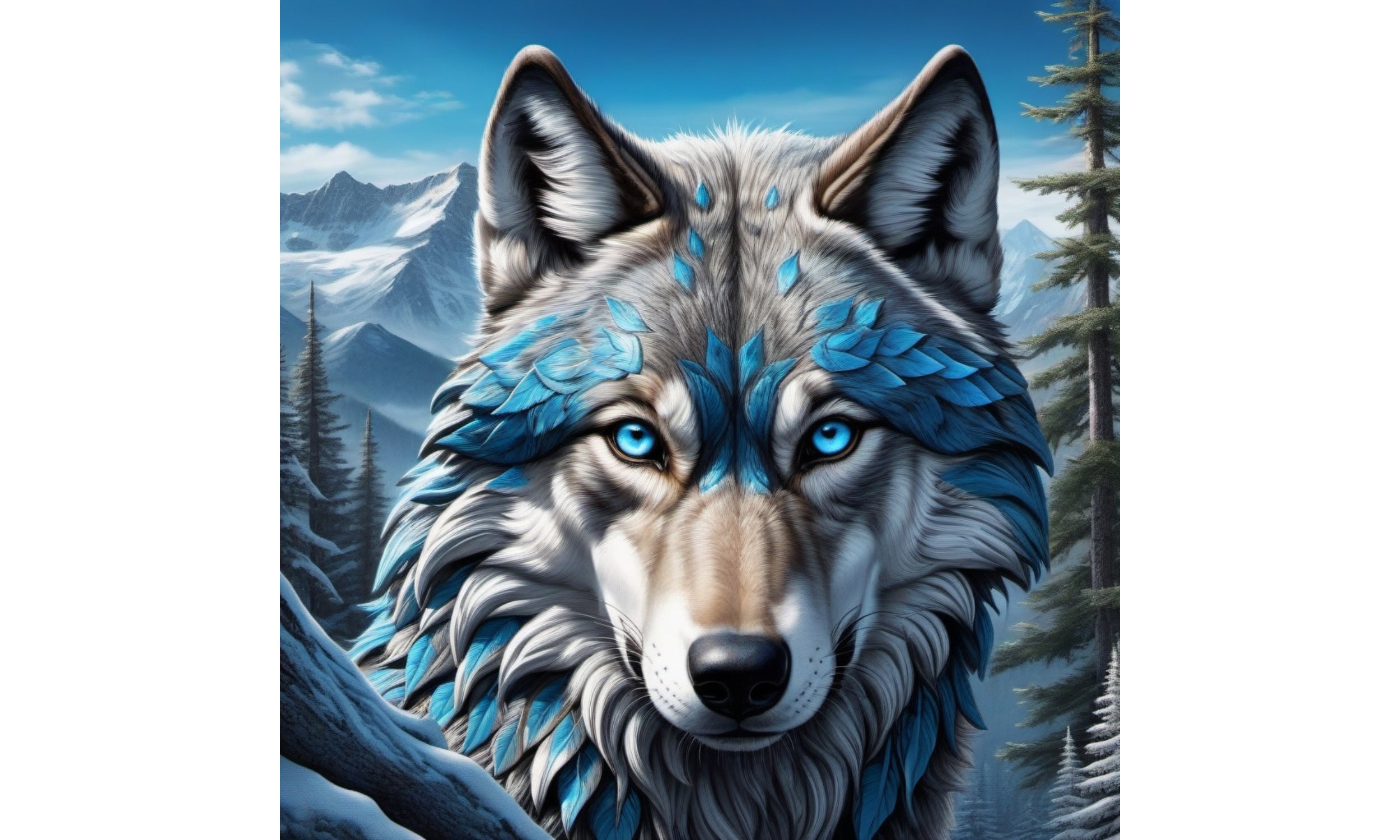 Completed Blue Eyes Wolf Diamond Art Painting