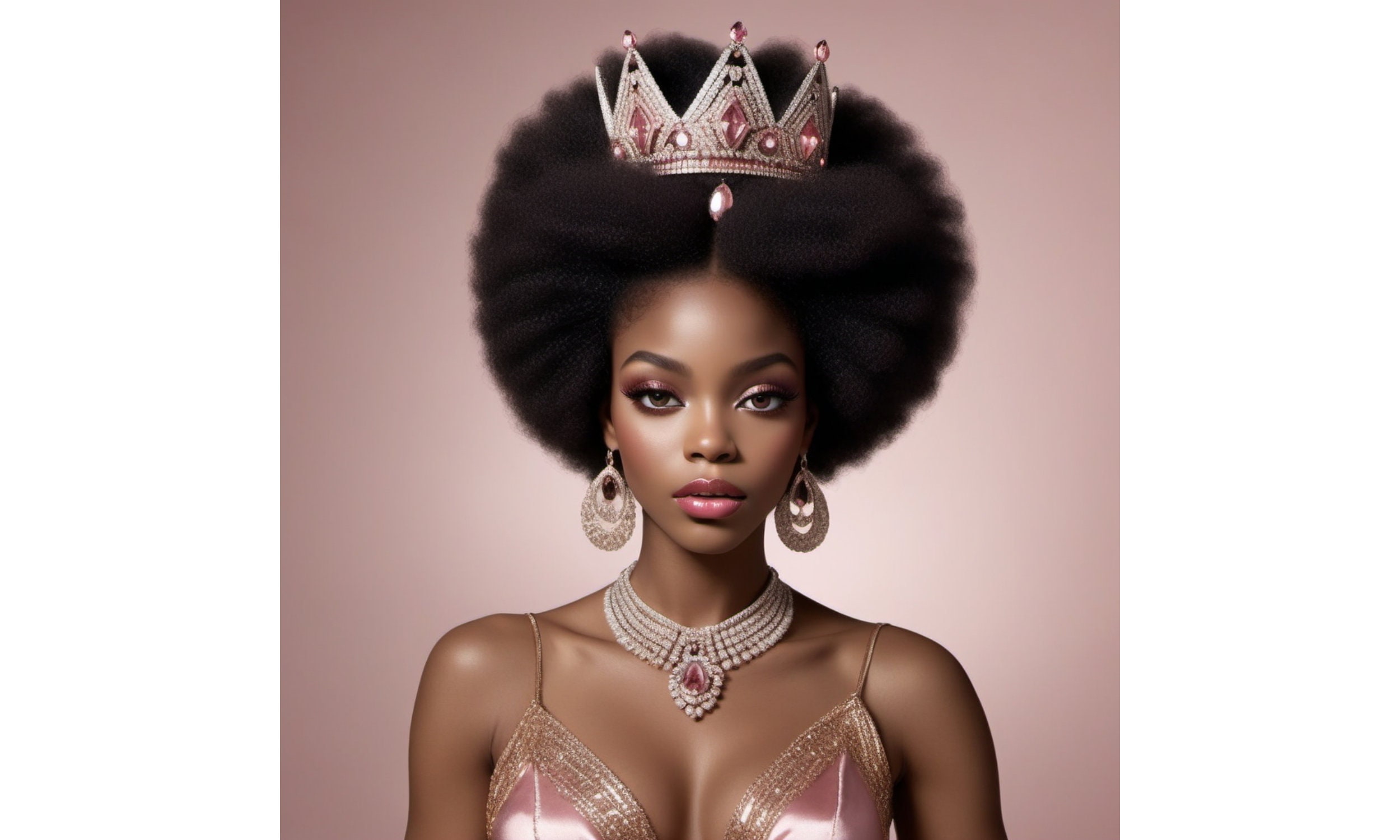 African Royalty Princess Digital Art, Black Princess With Afro Poster ...