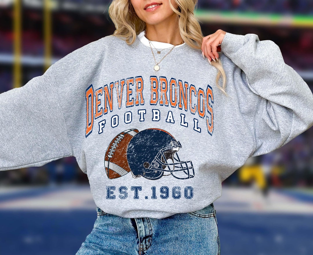 トップス 1990s Vintage Sweat Denver Broncos Vintage 90s Denver Broncos Graphic Crewneck Sweatshirt Blue