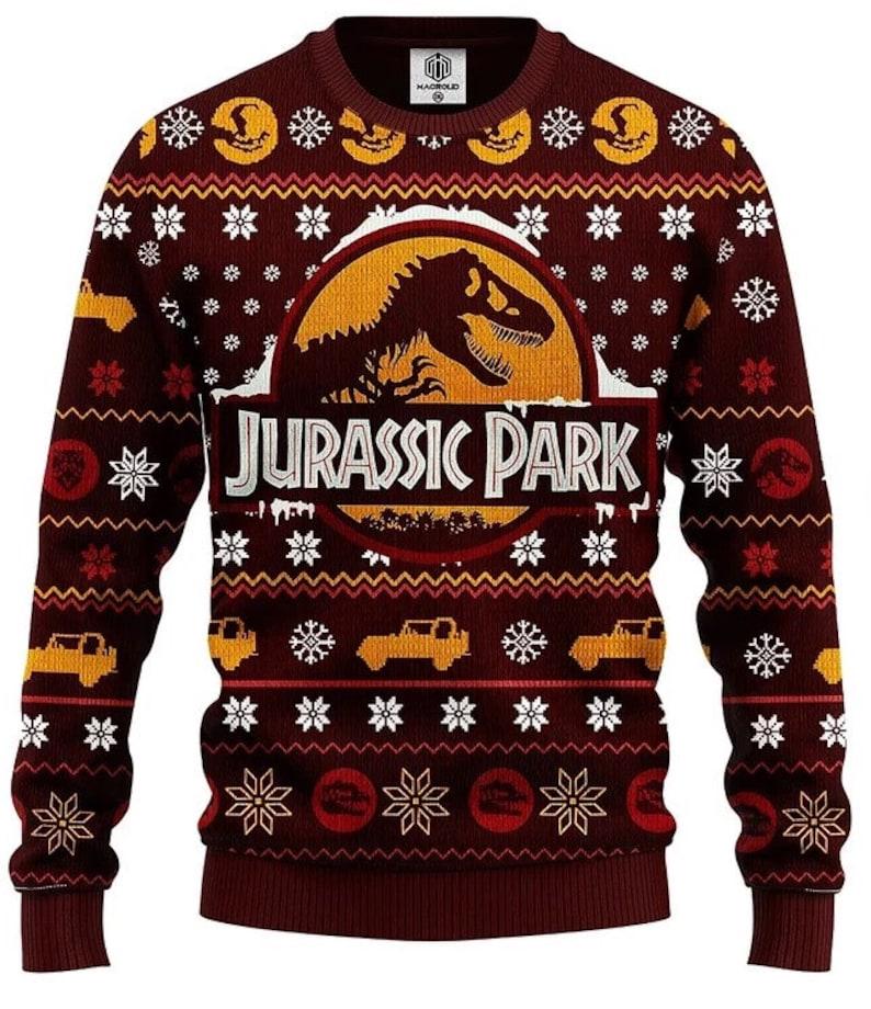 Holiday Sweater Jurassic Park Knitted Christmas Sweater Jurassic