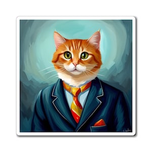 Sarcastic Cats Wearing a Suit Magnets: Purr-sonality on Your Fridge!