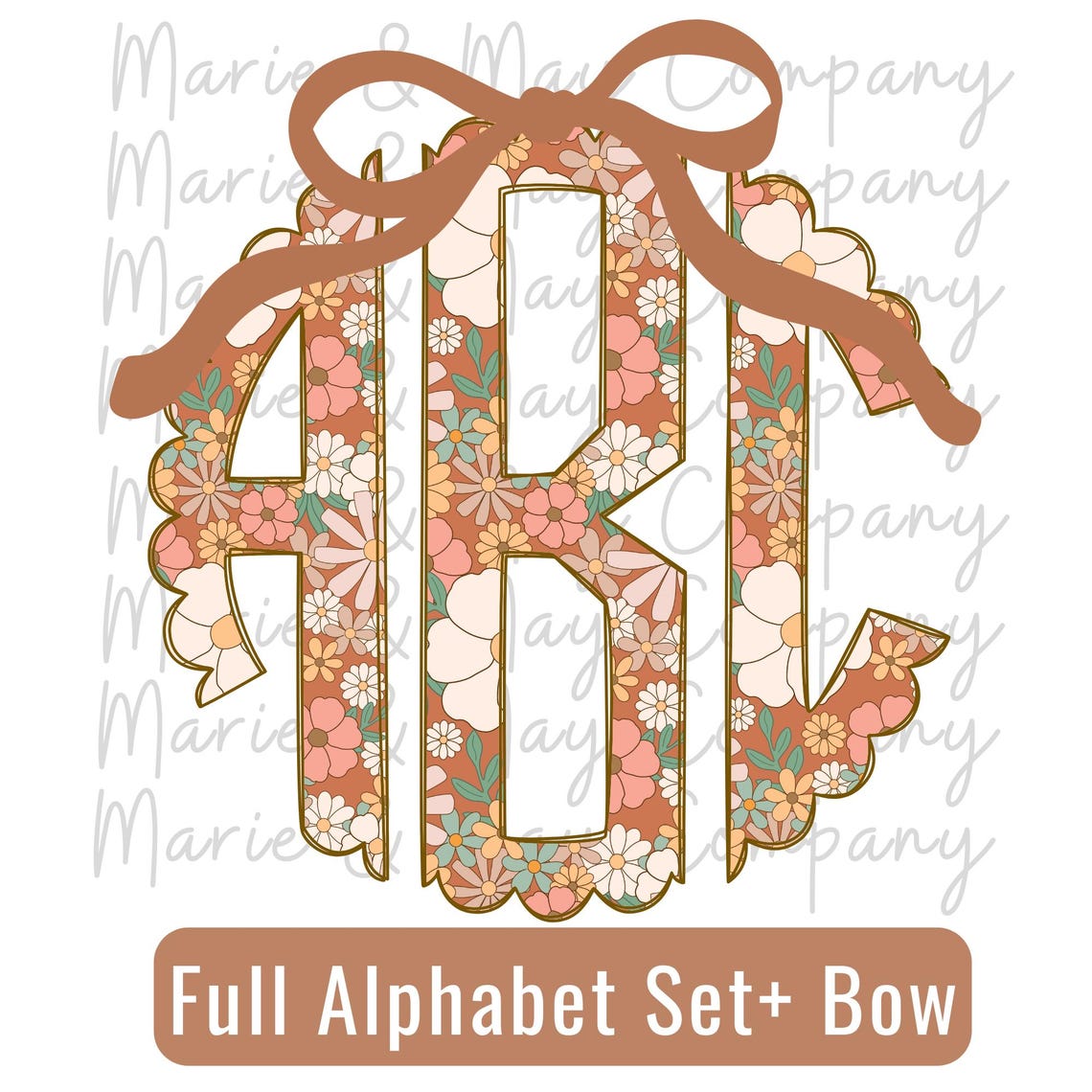 Fall Floral Monogram PNG: Custom Alphabet (digital Download) - Etsy