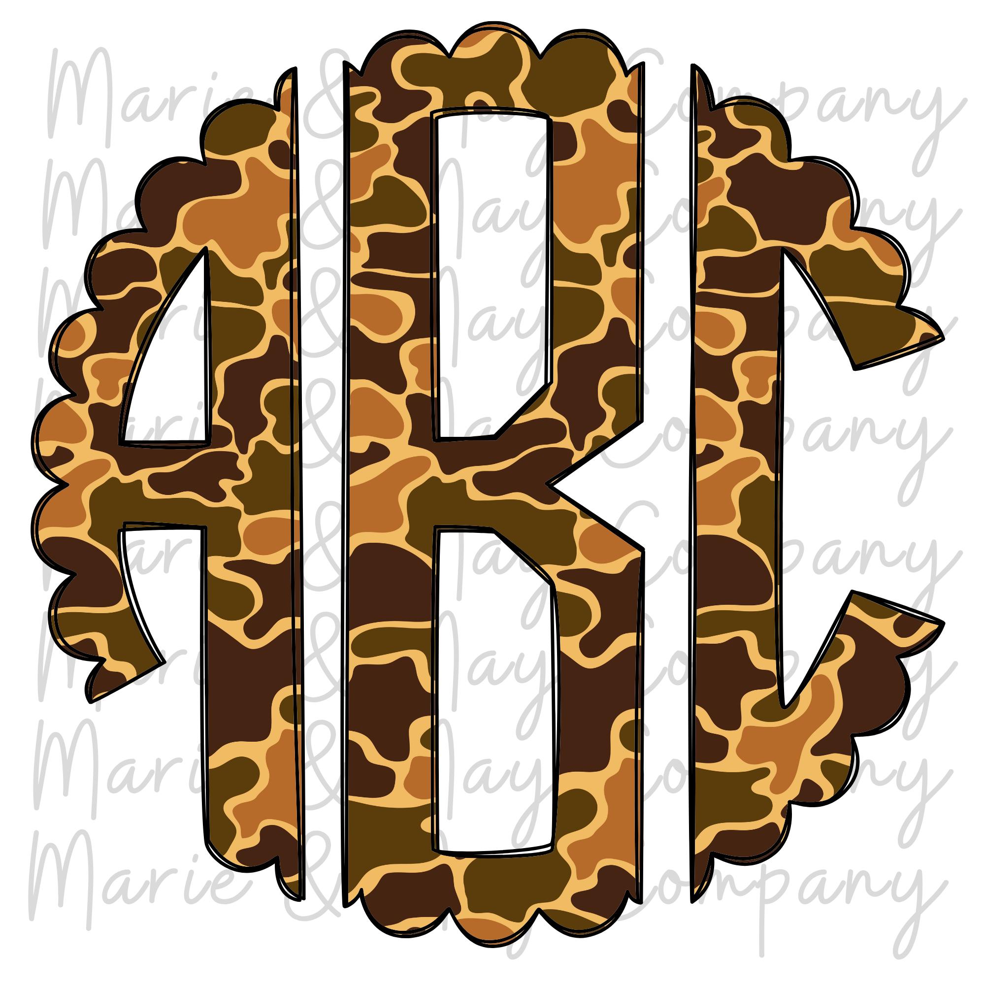 Camo Monogram PNG: Custom Digital Download for Sublimation & DTF ...