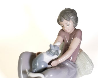 Nao by Lladro Figurine Perfect Gift ~ Two Kittens in Basket 1988