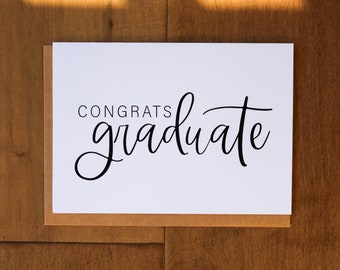 Graduation Card | Grads | Graduate| High School | College | Celebration | Congratulations | White with Black Letters