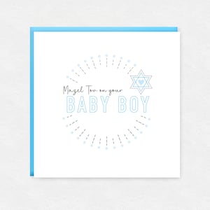 Mazel tov On Your Baby Boy Card, New Baby, Joodse babykaart