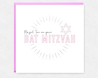 Bat-Mizwa-Mazel-Tov-Karte: Elegante jüdische Feier