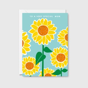 Tarjeta de felicitación para el Día de la Madre con girasoles