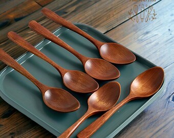 Wooden Spoon Set | Ideal for Non-Stick Mixing, Stirring, and Tasting | Rustic Tableware Design | 18.5cm Spoon | Cooking or Eating