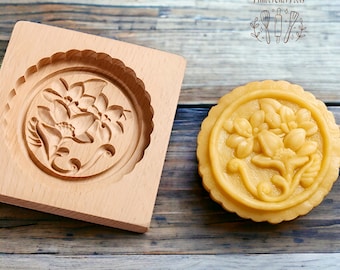 Moldes de galletas de madera 3D / Ramo de flores de rosas tallado en relieve / Herramientas para hornear de cocina / Moldes cortadores de galletas DIY / Día de San Valentín