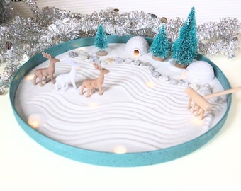 LIGHT-UP Mini Winter Zen Garden Unique Winter Gifts Aesthetic Decor Desk Accessory for Him Her Adult DIY Kit Gifts for Coworkers Home Decor