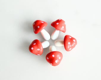 Wooden Mini Red Mushroom | Cottage Core Gifts Fairy Garden Miniatures Dollhouse Accessories Zen Garden Decor Diorama