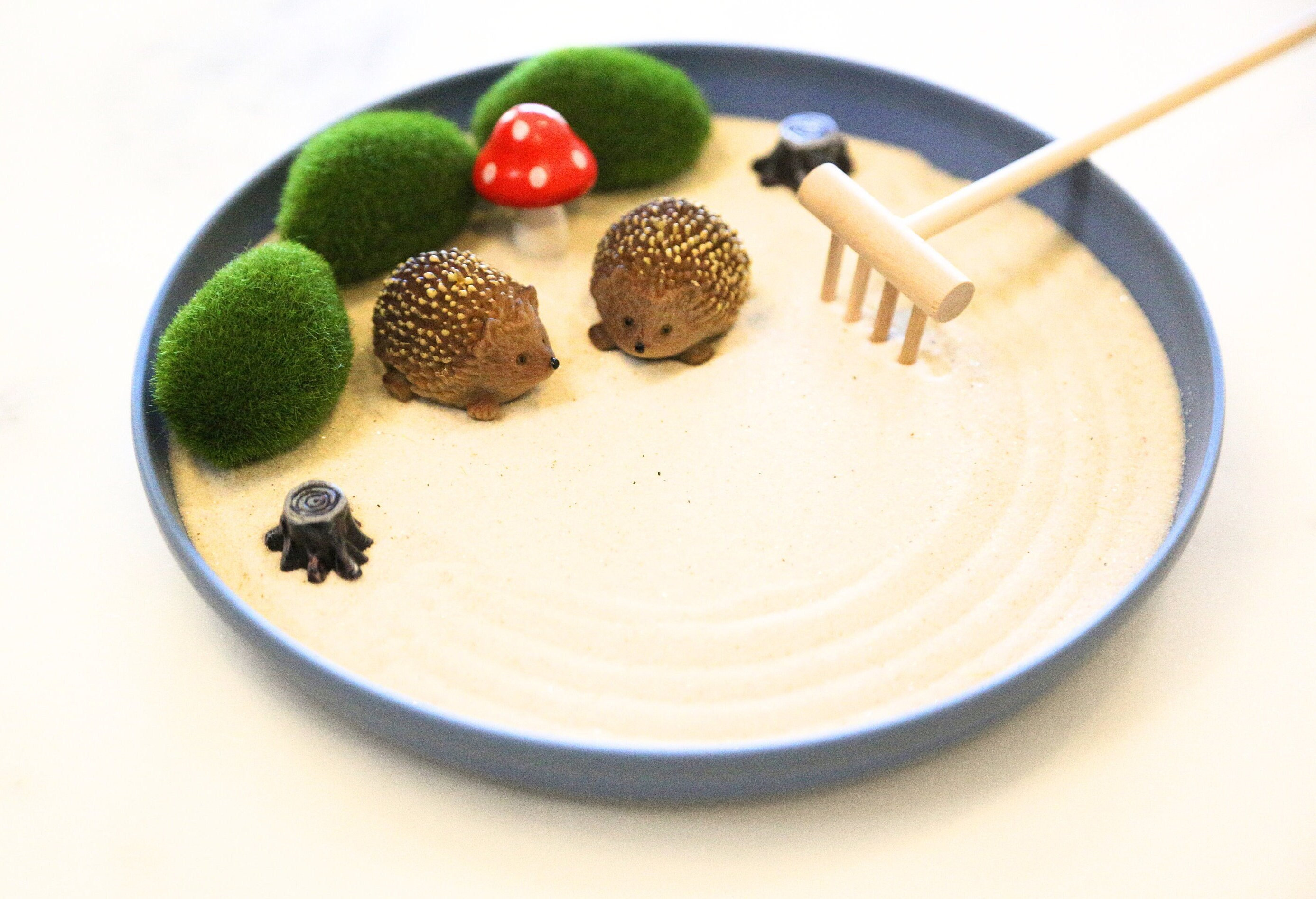 Jardin Zen Hérisson | Mini cadeau de table de jardin de sable pour les amateurs de hérissons