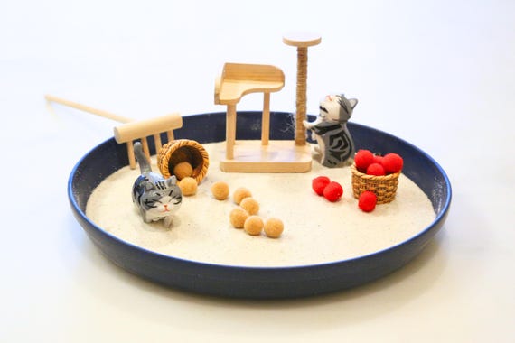Cat Zen Garden | Personalized Cat Lover Gift For Her Cat Mom Miniature Desk Decor Fidget Anxiety Toy