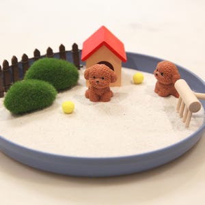 Brown Poodle Outdoor Zen Garden | Dog Lover Gift for Poodle Lover Veterinarian Gift Office Desk Fidget Toy Stress Relief Desk Decor